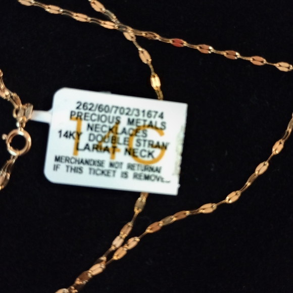 Real Gold 14 K Double Stran Lariat Necklace - Picture 5 of 7